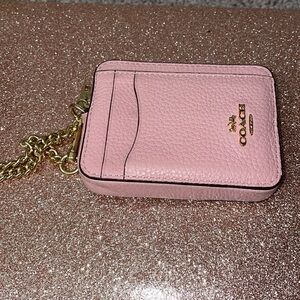 Pink Coach Wallet with Gold Chain